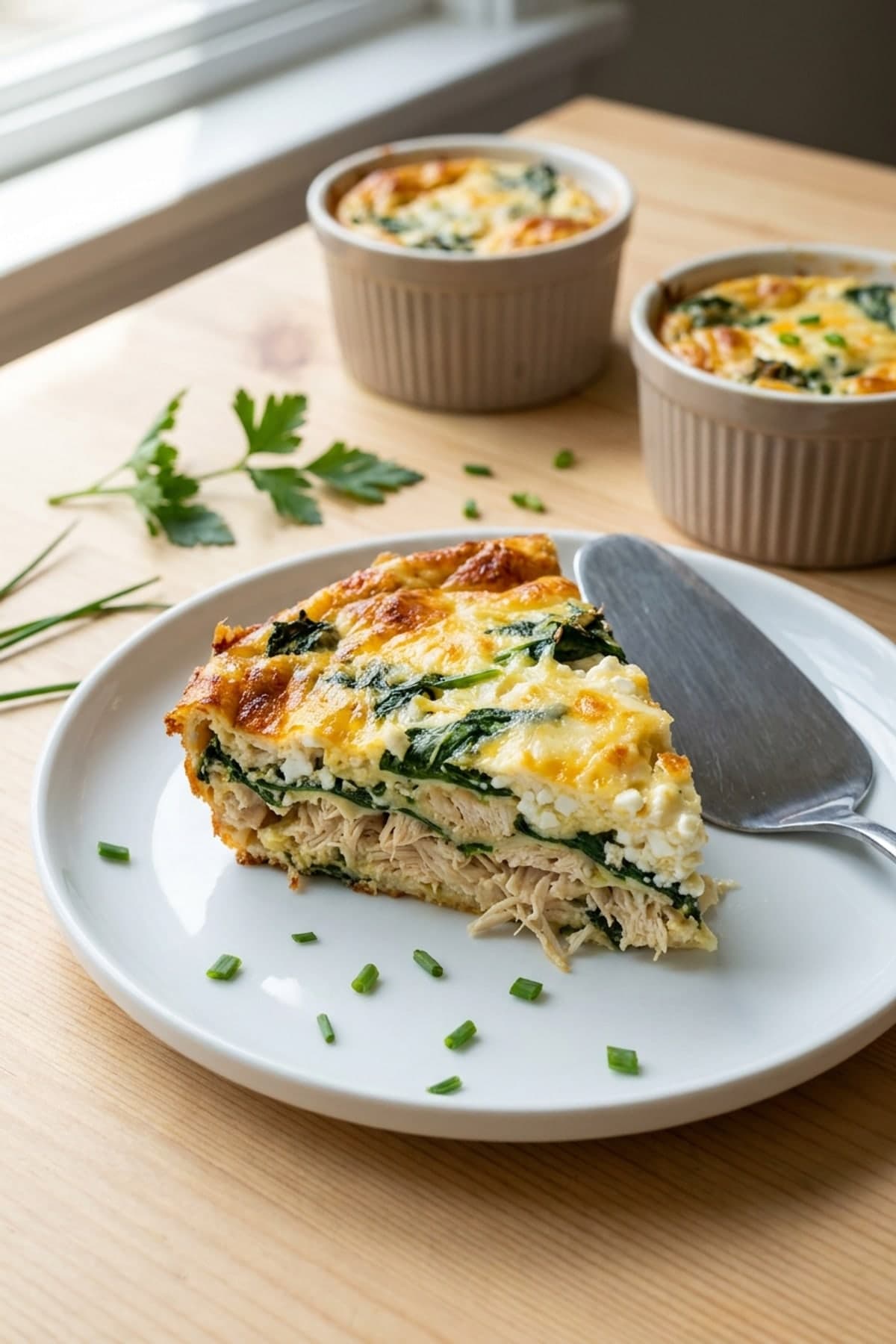 Keto Cottage Cheese Chicken Spinach Bake ready to serve