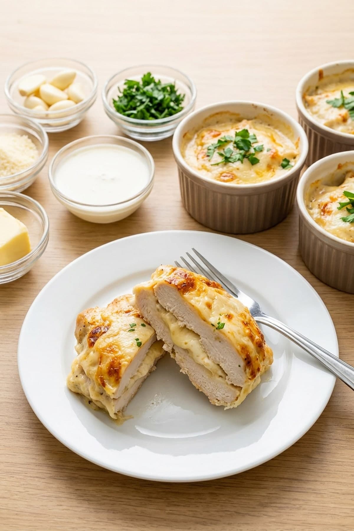 Creamy Garlic Chicken for Keto Beginners ready to serve