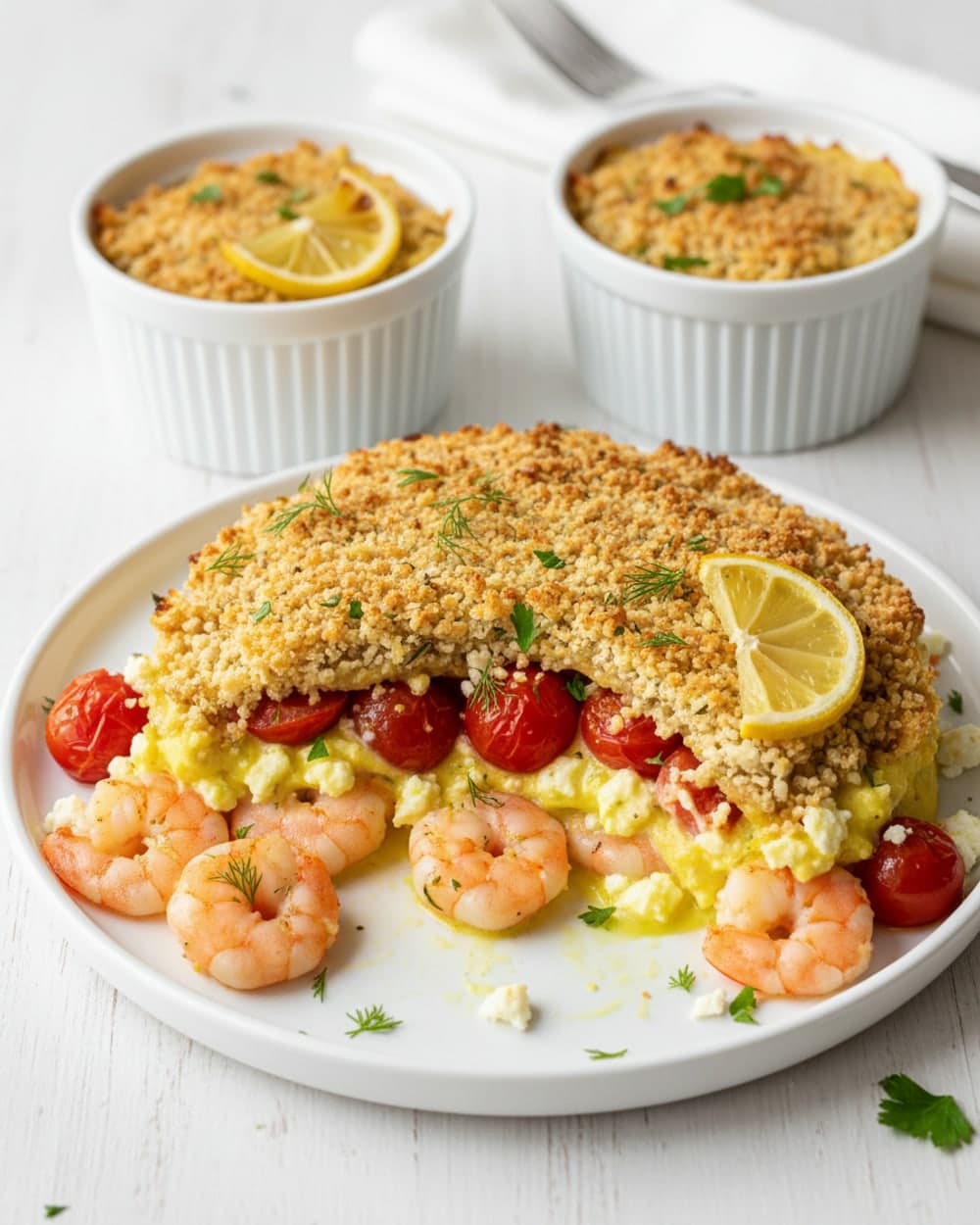 Lemon Feta Shrimp Skillet