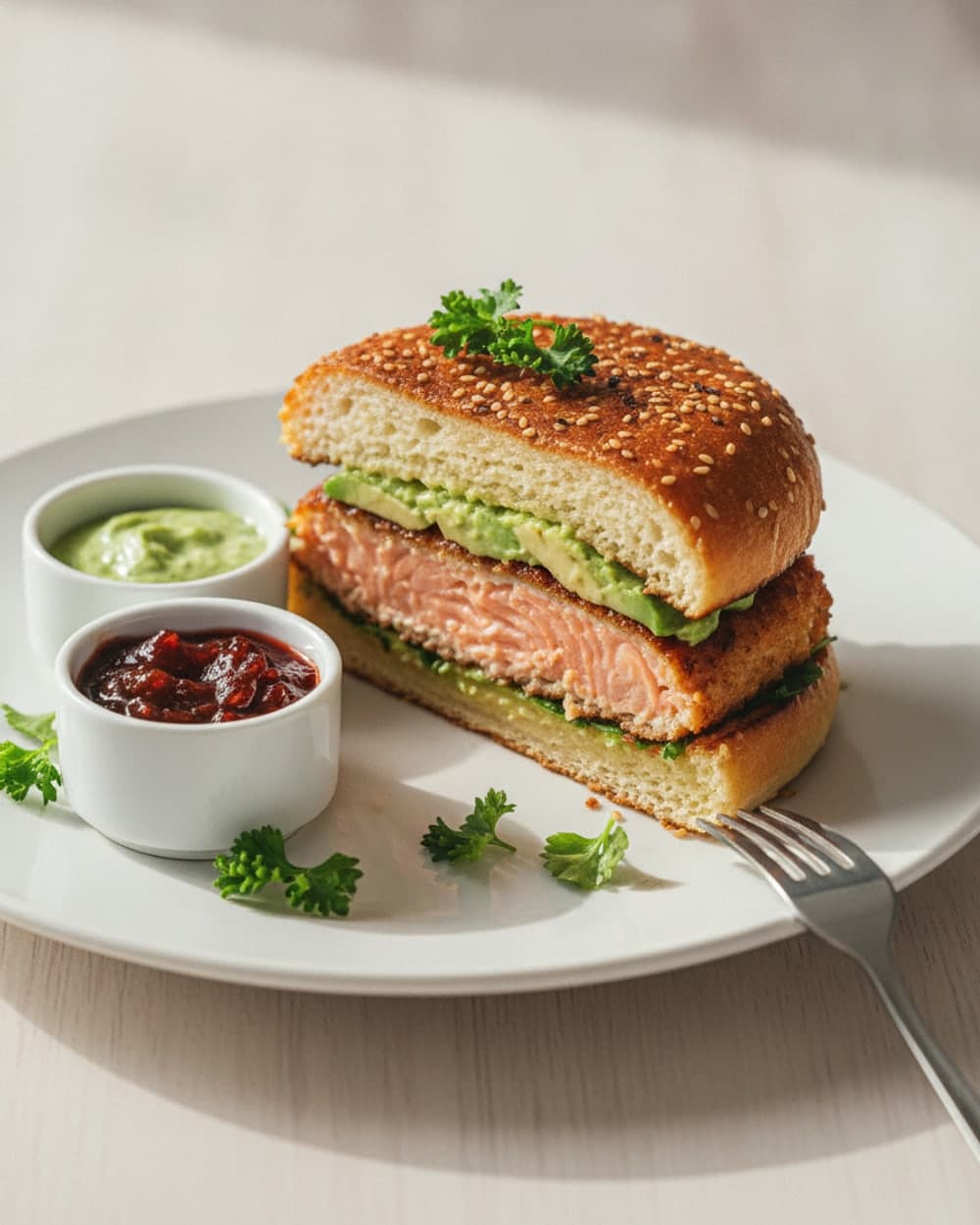 Crispy Salmon, Burgers