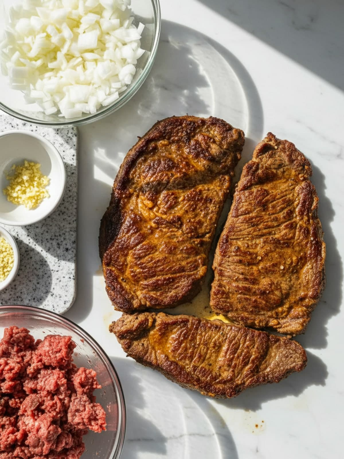Cheeseburger Cabbage Skillet: Brown before crumbling