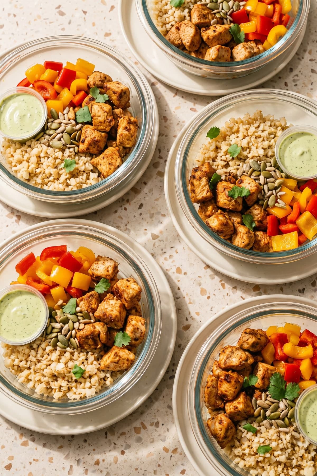 Chipotle Turkey Cauliflower Meal-Prep Bowls ready to serve