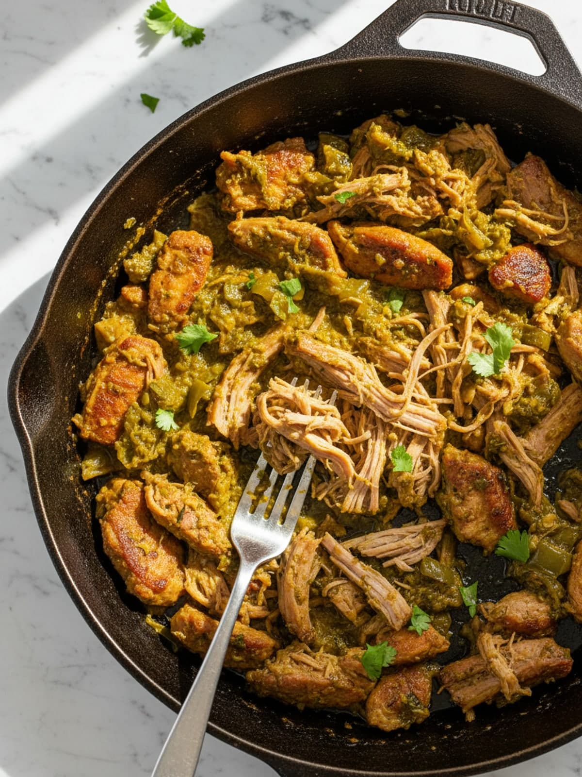 Salsa Verde Pulled Pork Bowls: Shred without crushing