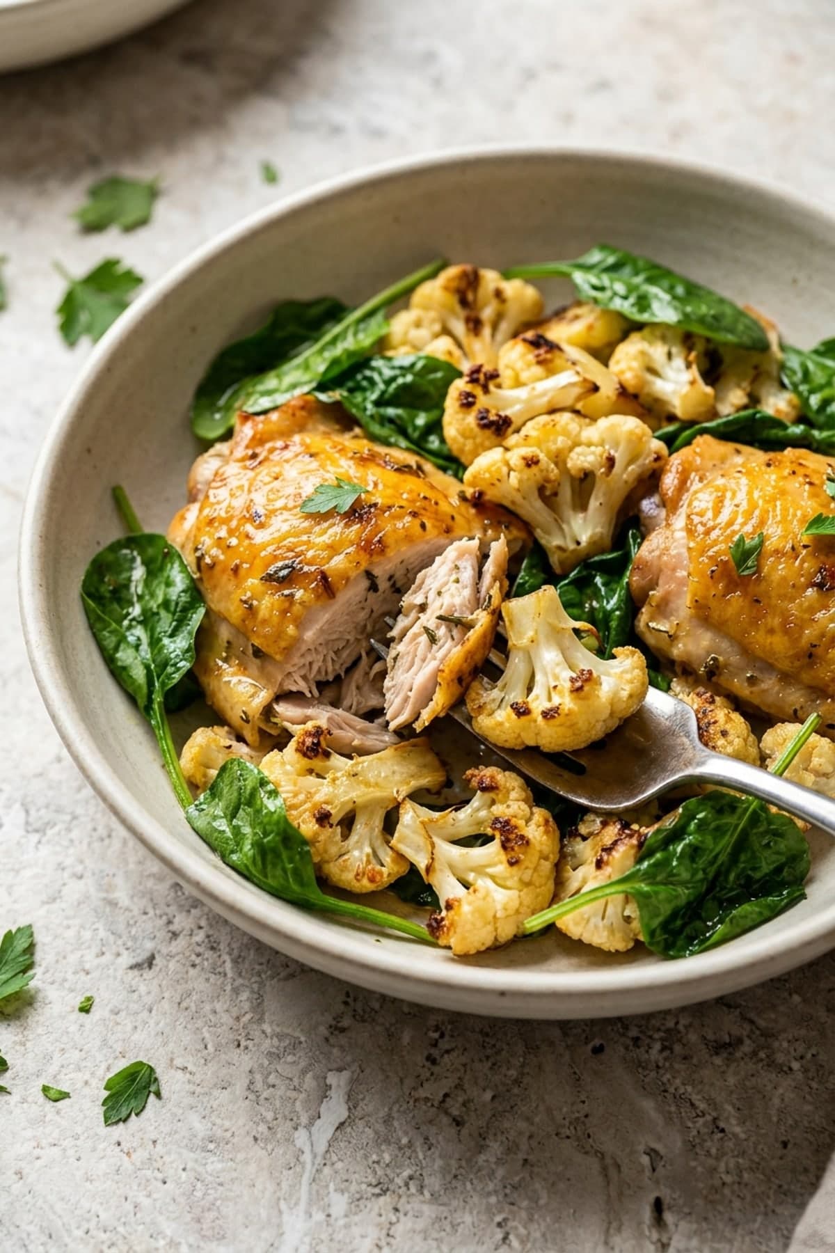 Lemon Chicken and Cauliflower Skillet ready to serve