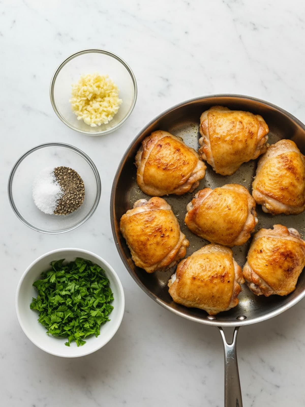 Lemon Chicken and Cauliflower Skillet: Brown the chicken deeply