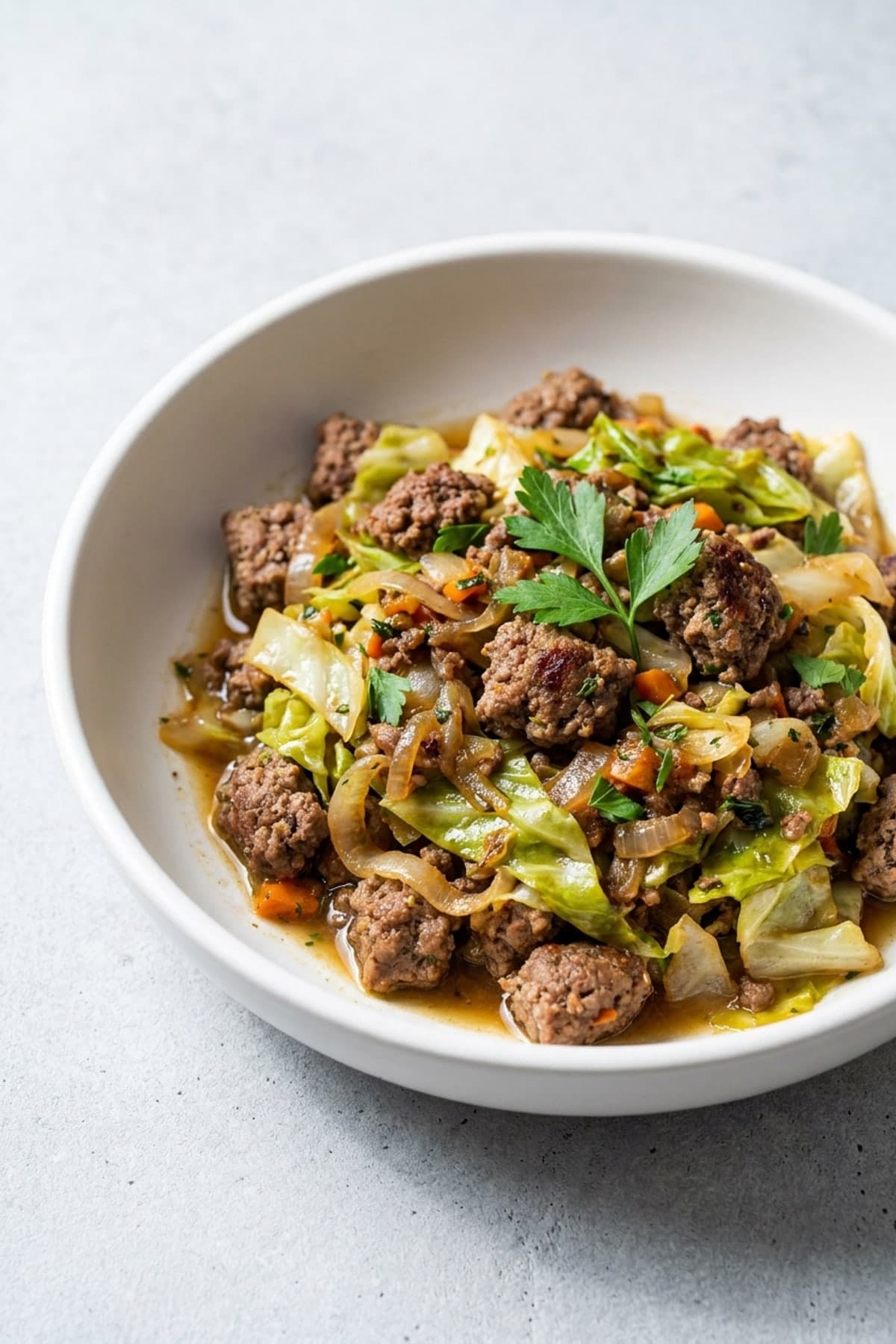 Beef Cabbage Skillet ready to serve