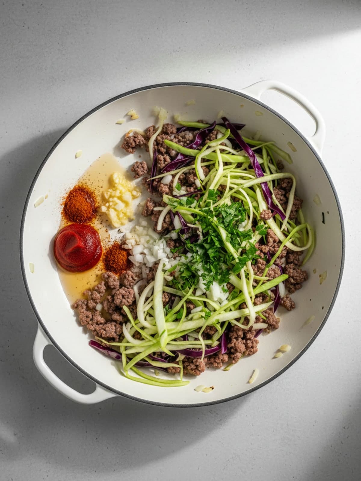 Beef Cabbage Skillet: Prep the vegetables