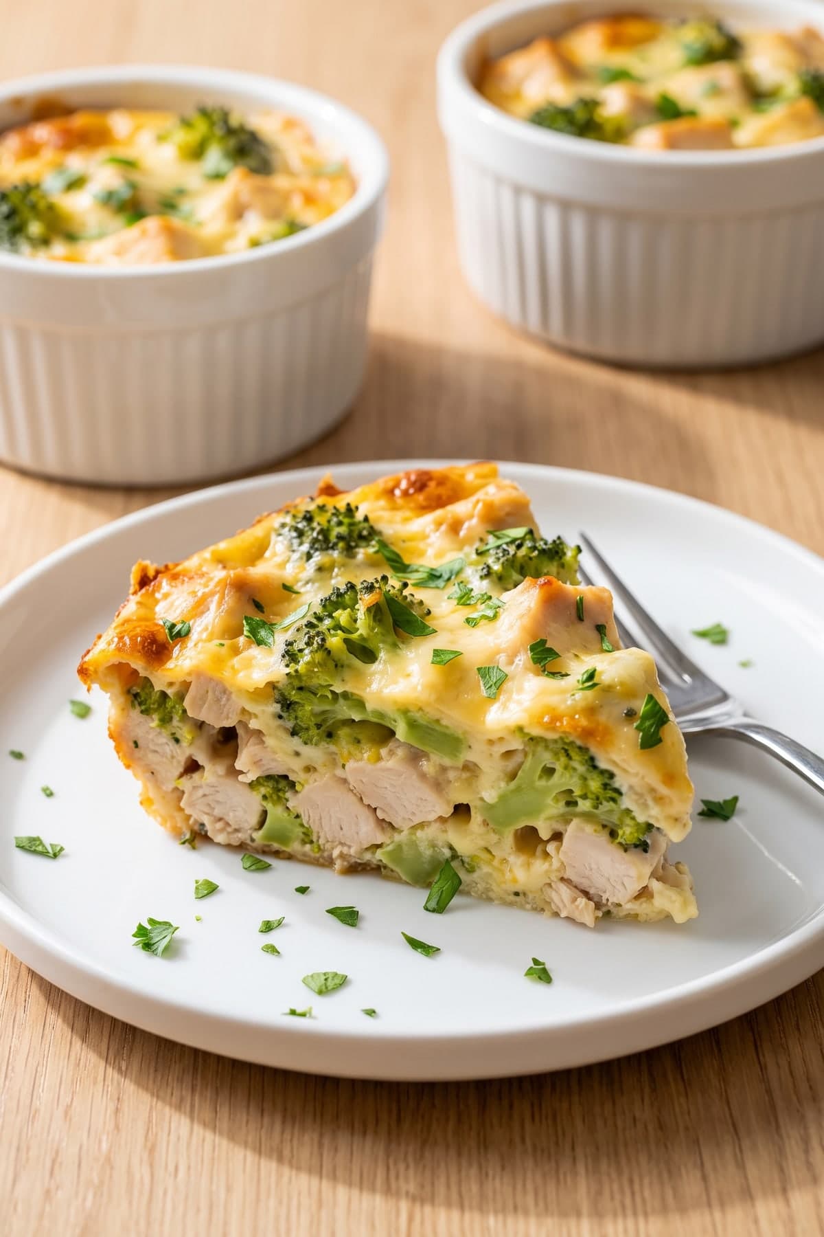 Chicken Broccoli Low Carb Casserole ready to serve