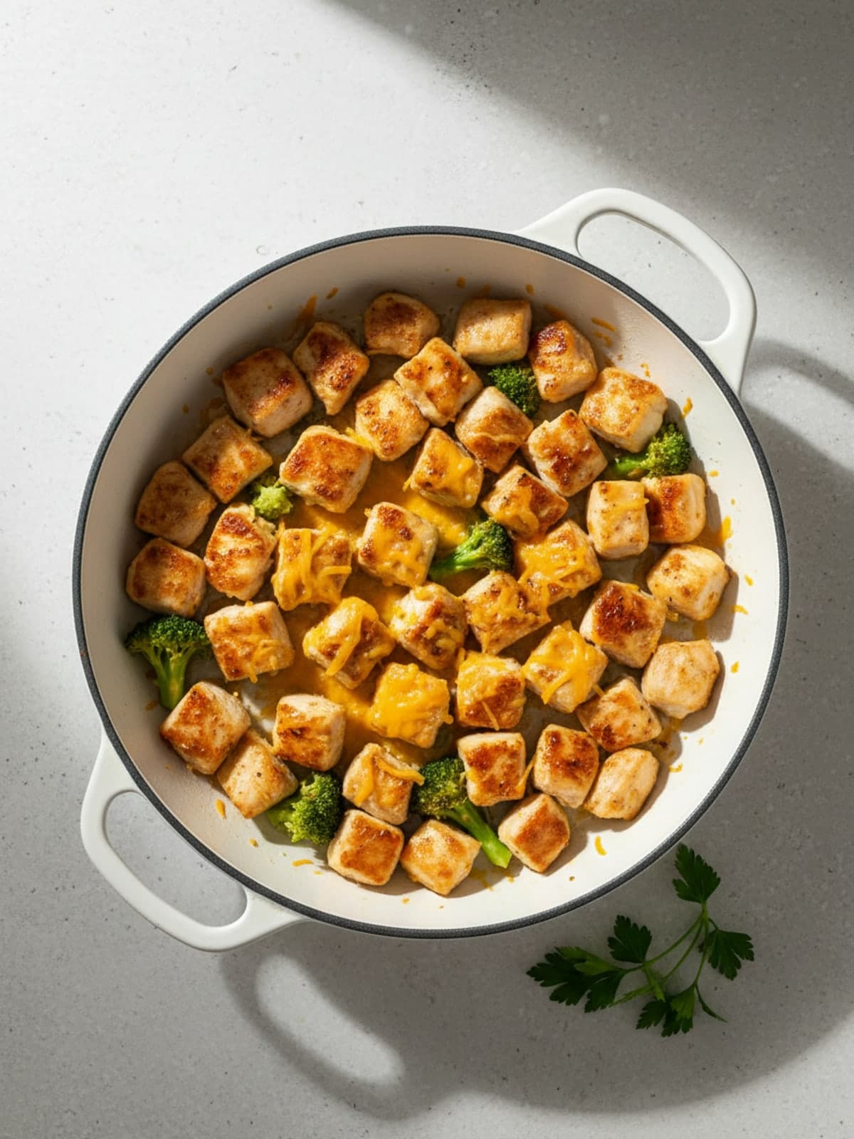 Low Carb Chicken Casserole with Broccoli and Cheddar: Brown the chicken