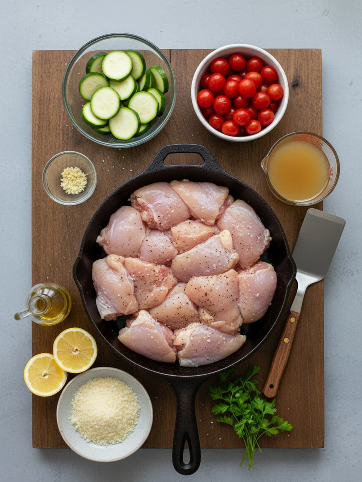 Ingredients for Lemon Parmesan Chicken Skillet
