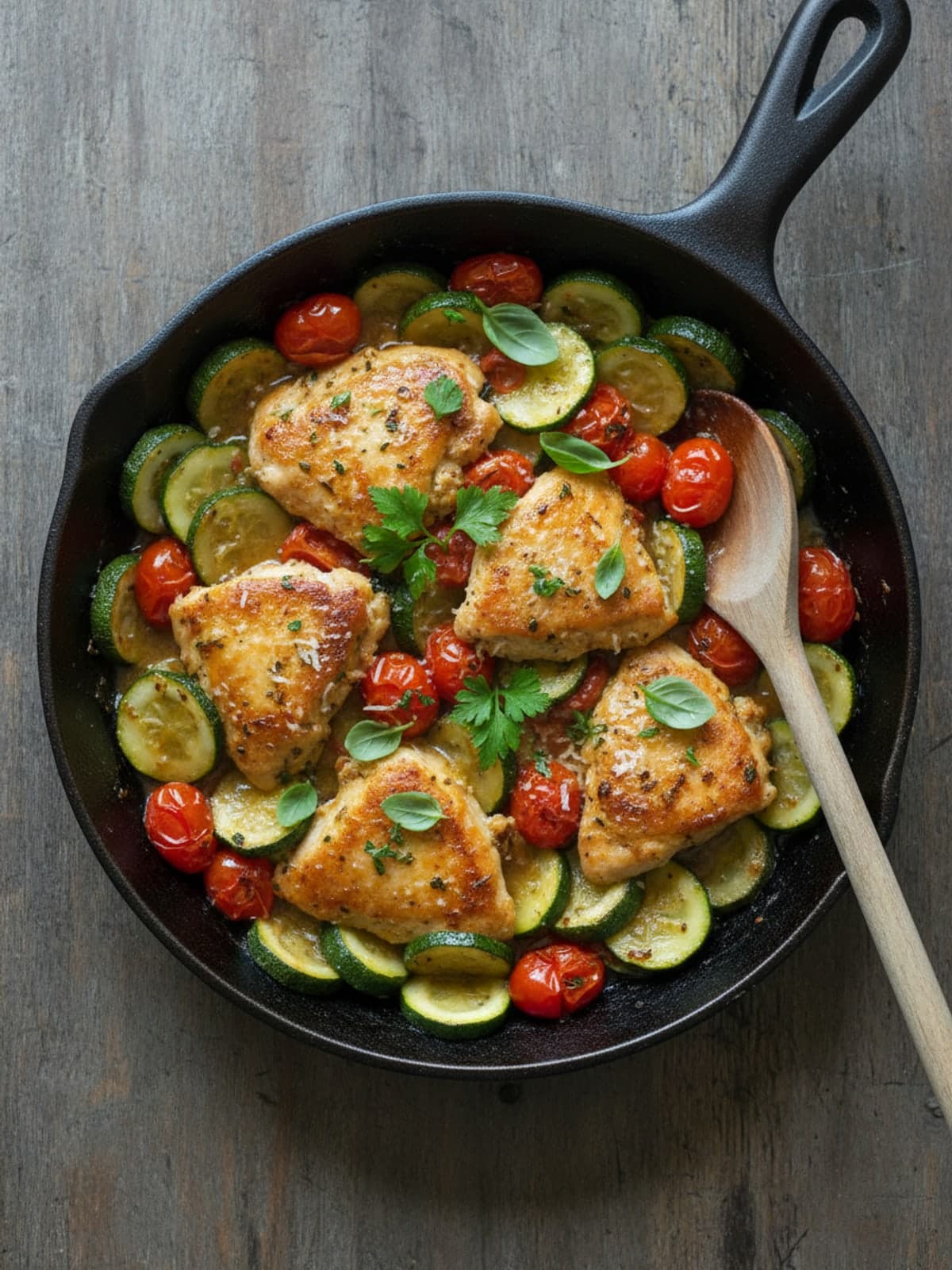 Lemon Parmesan Chicken Skillet: Cook the vegetables