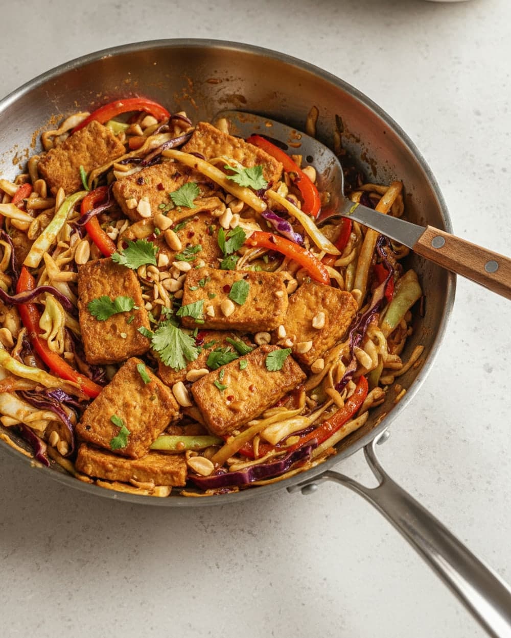 Peanut Tempeh Cabbage Skillet
