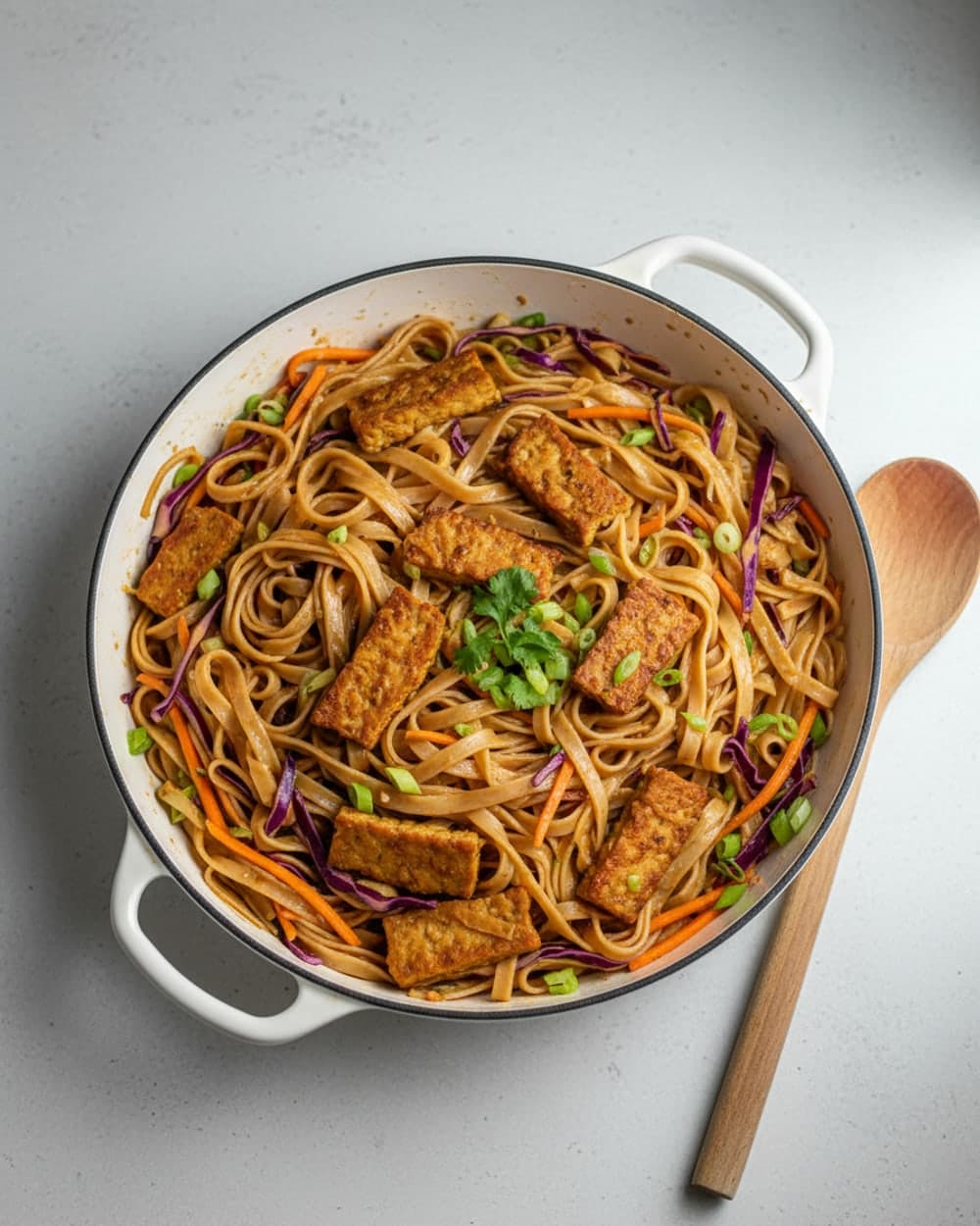 Tempeh Peanut Noodle Skillet