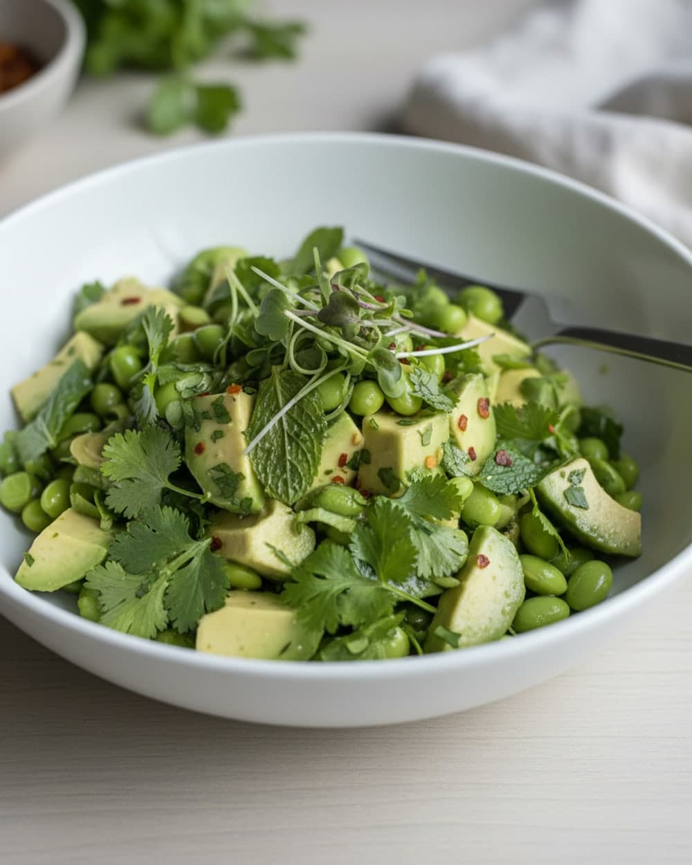 Edamame Avocado Herb Salad