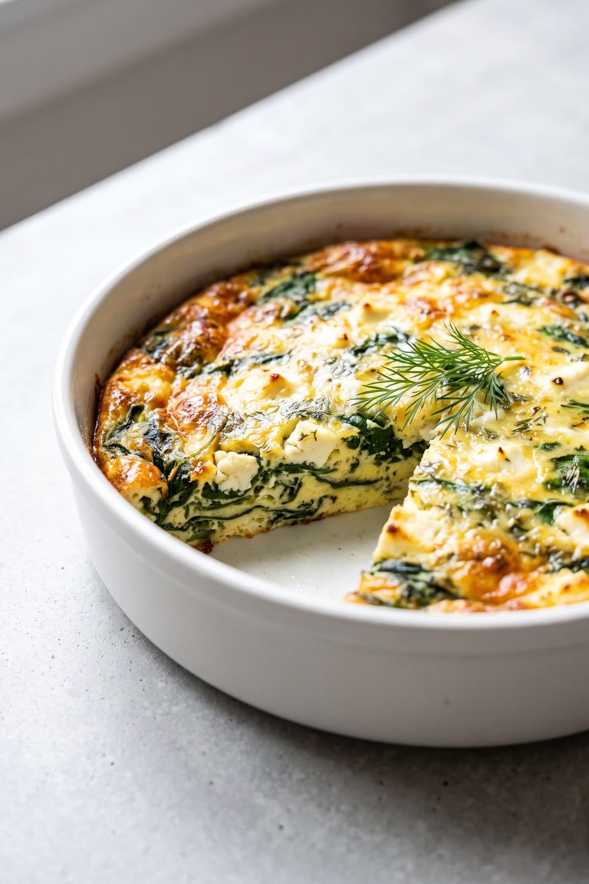 Spinach Feta Egg Bake ready to serve
